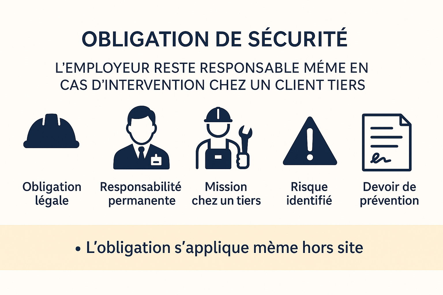 OBLIGATION DE SÉCURITÉ L’EMPLOYEUR RESTE RESPONSABLE MÊME EN CAS D’INTERVENTION CHEZ UN CLIENT TIERS
