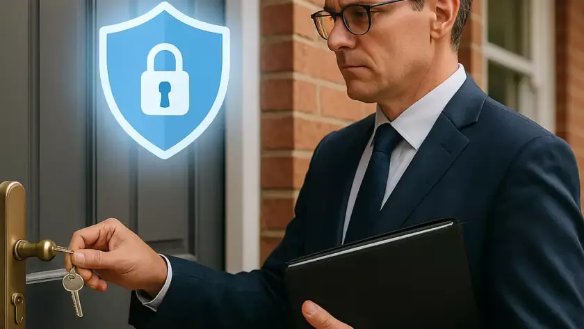 Illustration d’un avocat conseillant un dirigeant sur la confidentialité de son adresse au registre du commerce.