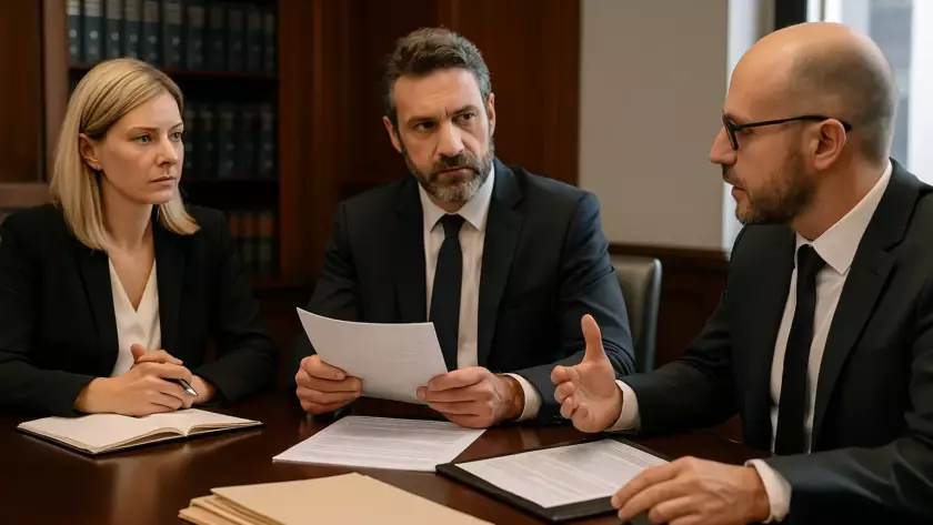 Avocats et bailleurs discutant d’un bail commercial en contexte de procédure collective.