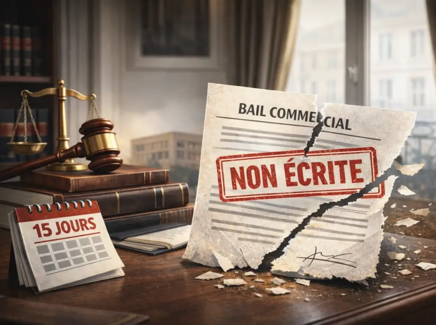 Bureau d’avocat symbolisant un litige en bail commercial et l’inopposabilité d’une clause résolutoire