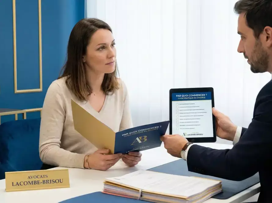 Avocat en droit de la famille présentant les premières étapes d’un divorce